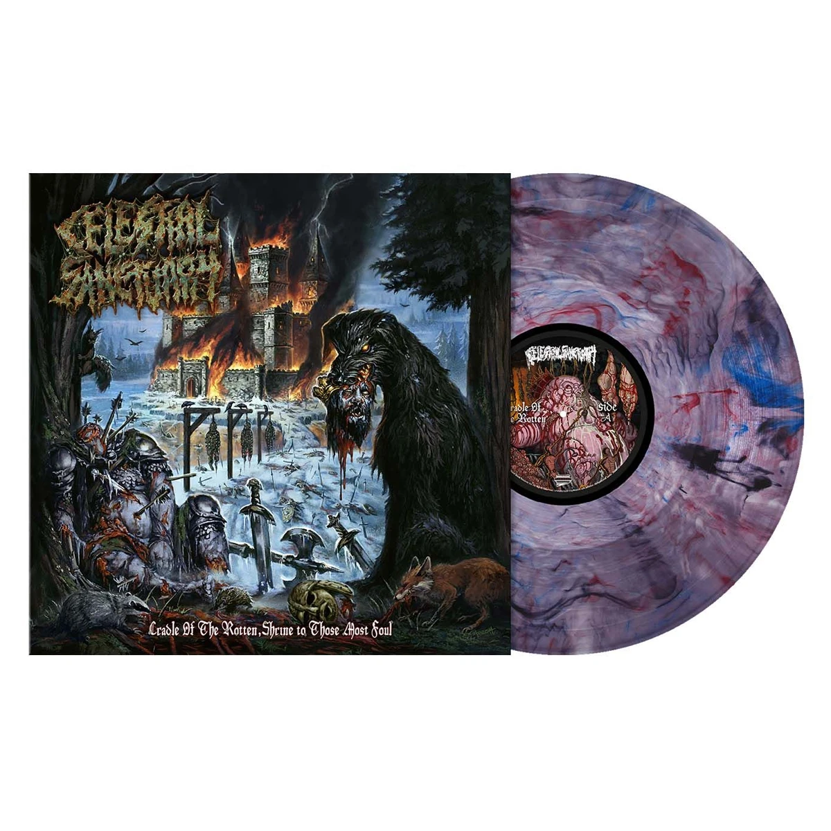Celestial Sanctuary 'Cradle of The Rotten, Shrine To Those Most Foul' LP Wild Berry Marbled Vinyl