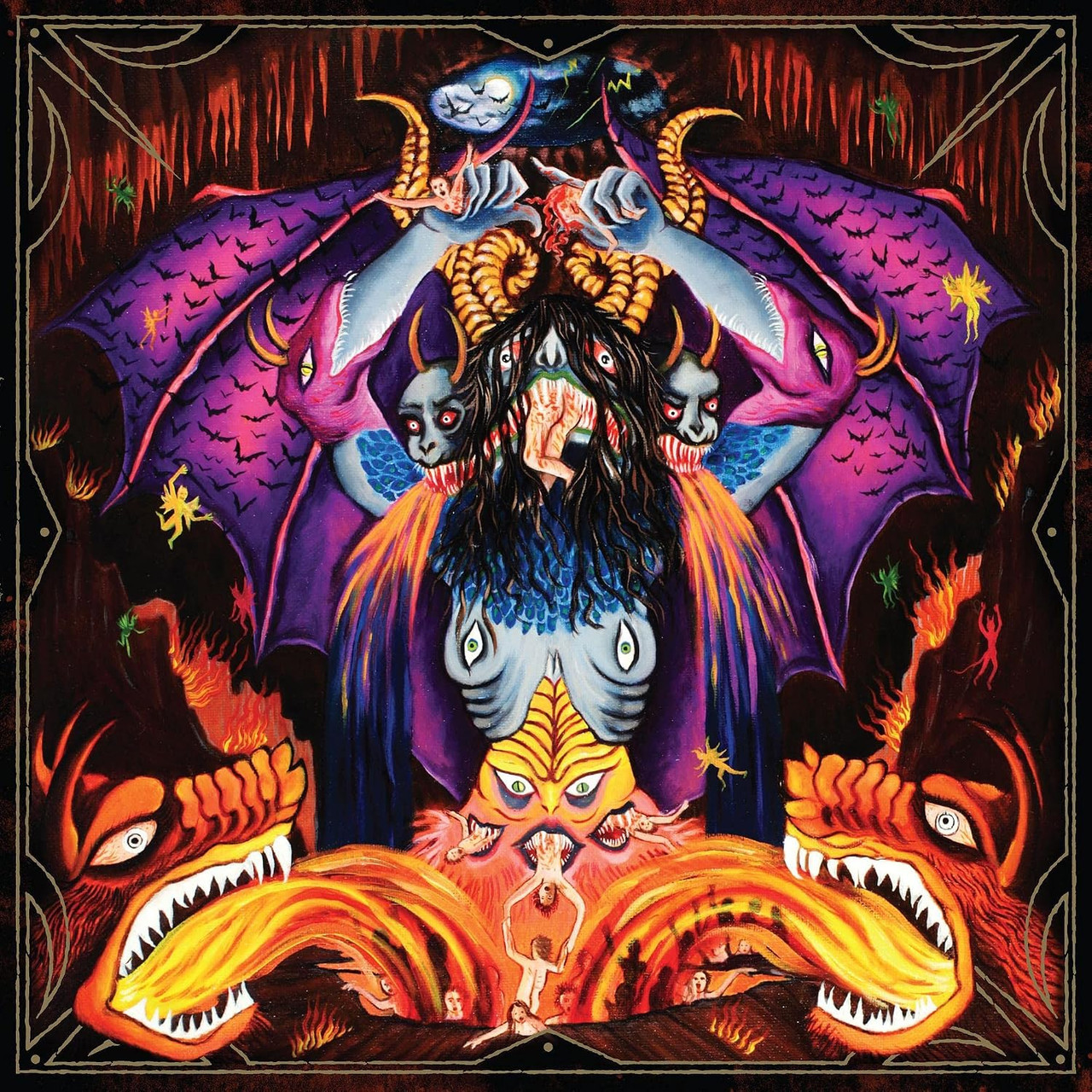 Devil Master 'Satan Spits on Children of Light' LP Neon Violet w/ Orange Red & Blue Splatter Vinyl