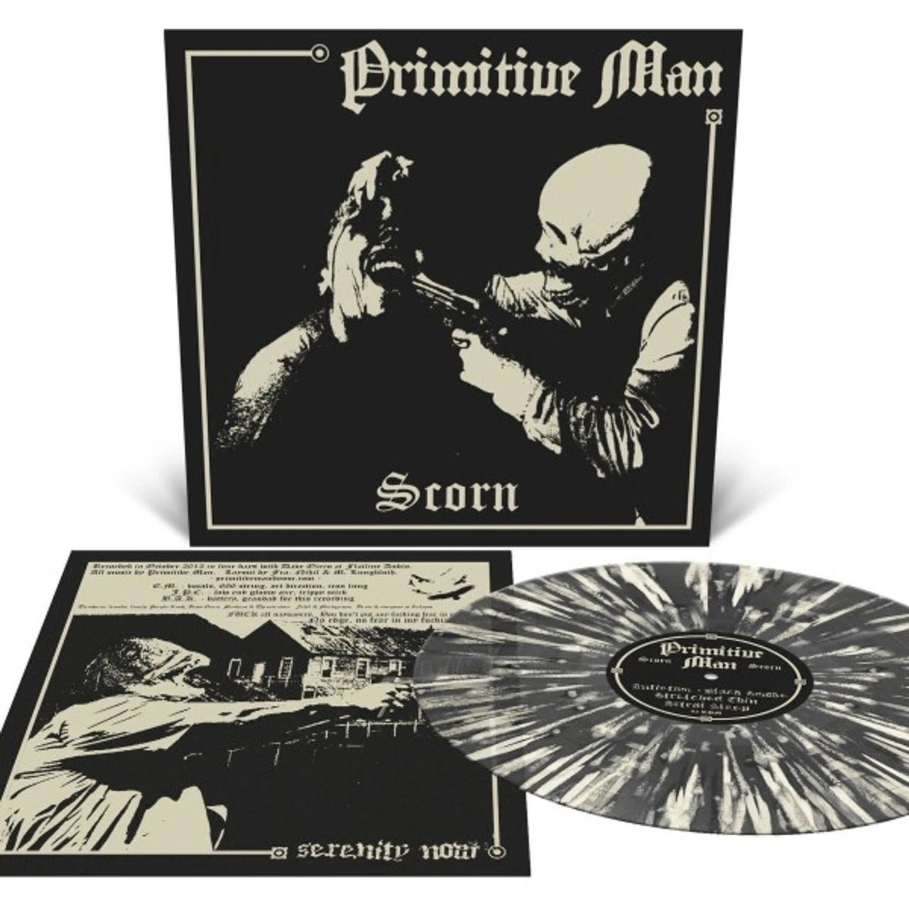 Primitive Man 'Scorn' LP Black Ice Bone White Splatter Vinyl