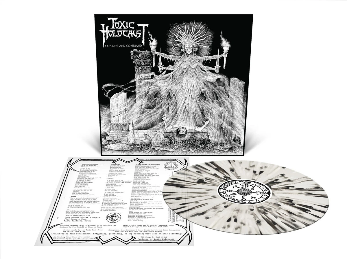Toxic Holocaust 'Conjure And Command' LP Milky Clear w/Black & White Splatter Vinyl