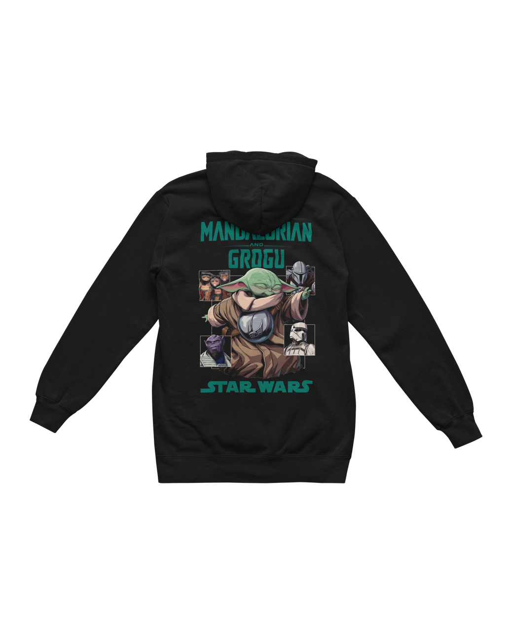 The Mandalorian 'Grogu Squares BP' (Black) Pull Over Hoodie