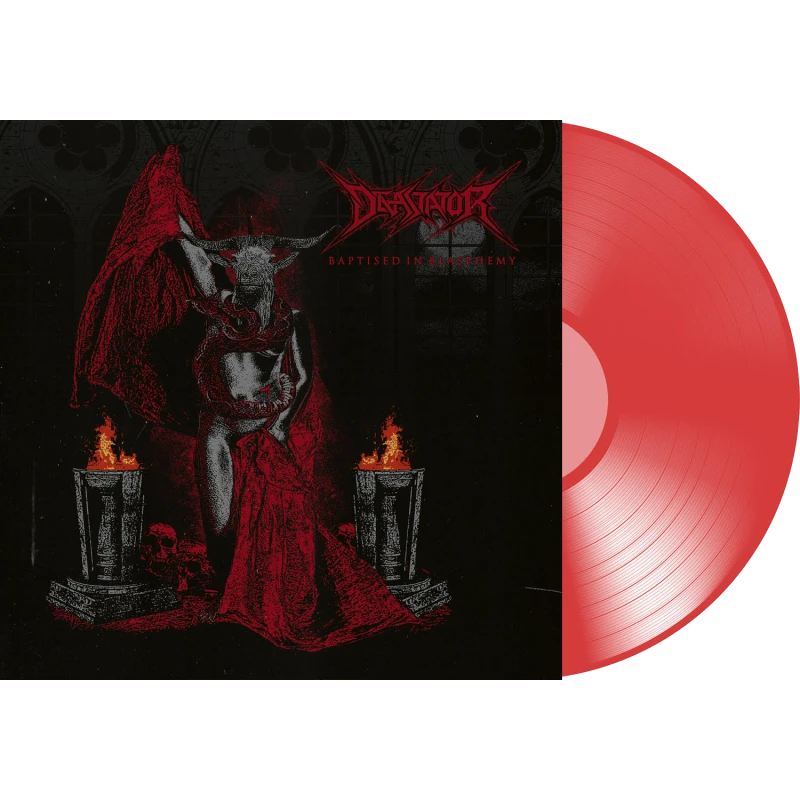 Devastator 'Baptized In Blasphemy' LP Transparent Red Vinyl