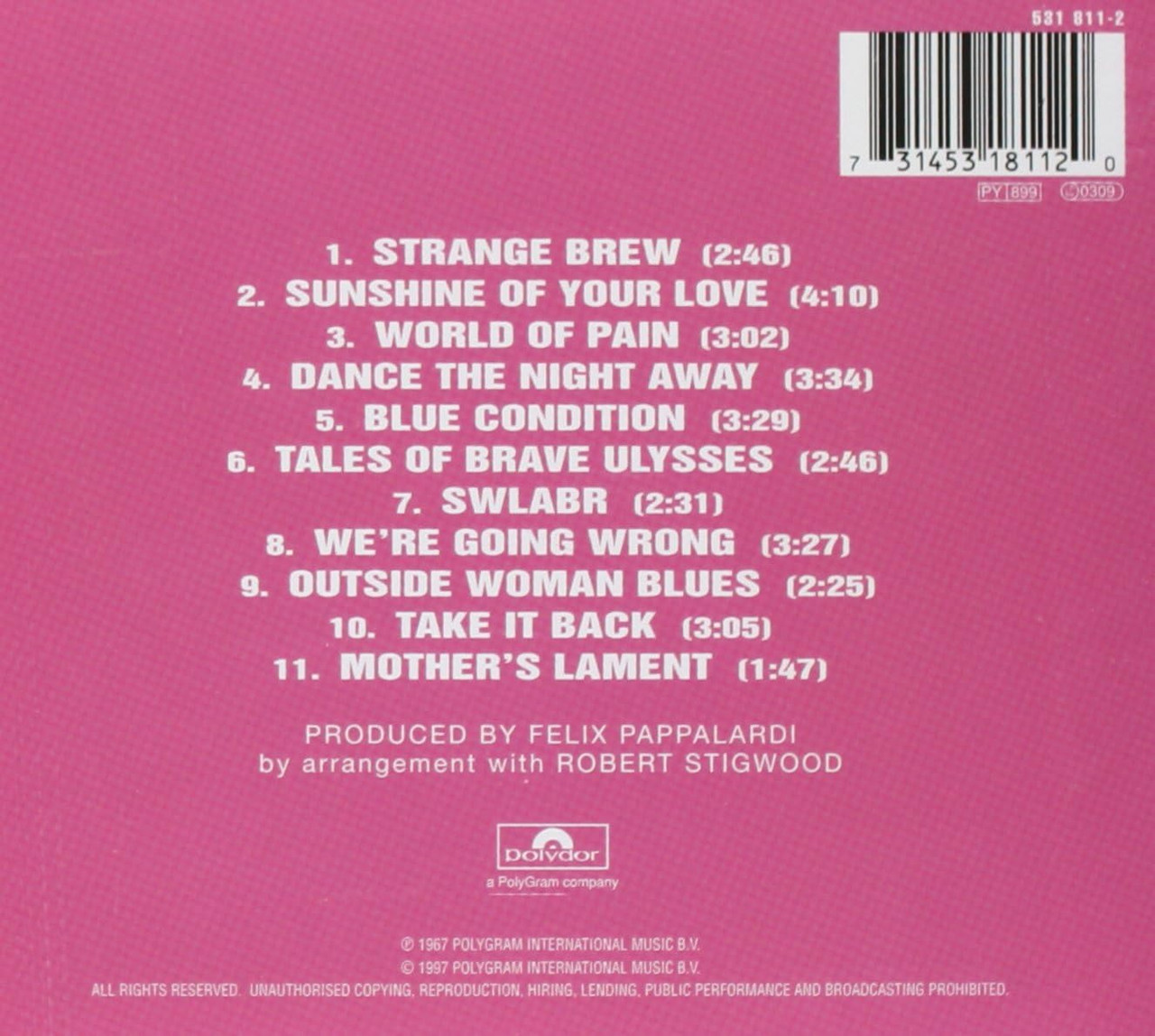 Cream 'Disraeli Gears' CD