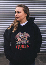 Queen 'Classic Crest' (Black) Pull Over Hoodie