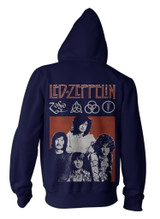 Led Zeppelin 'Photo' (Blue) Zip Up Hoodie Back