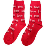 The Beatles 'Love Me Do' (Red) Womens Socks (One Size = UK 4-7) SIDE