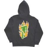 Billie Eilish 'Airbrush Flames Blohsh' (Grey) Pull Over Hoodie BACK