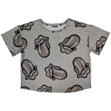 The Rolling Stones 'Heart Tongue' (Grey) Womens Pyjama Set TOP