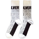 The Beatles 'Revolver Text Outlines Repeat' (White) Socks (One Size = UK 7-11)