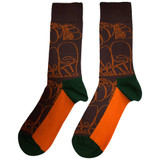 The Beatles 'Rubber Soul Text Outlines Repeat' (Brown) Socks (One Size = UK 7-11) BACK