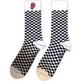 The Rolling Stones 'Check' (White) Socks (One Size = UK 7-11)