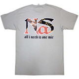 Nas 'One Mic' (Grey) T-Shirt BACK