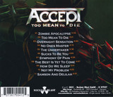 Accept 'Too Mean To Die' CD BACK