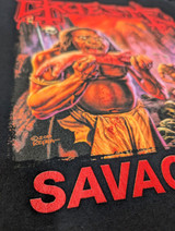 Gruesome 'Savage Land' (Black) T-Shirt close up detail of the print 1