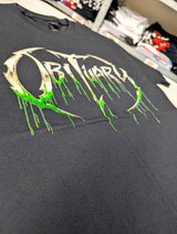 Obituary 'Slowly We Rot Logo' (Black) T-Shirt close up detail 1