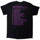 The Human League 'Generations Tour '24 Text' (Black) T-Shirt BACK