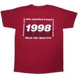 Oasis '1998 World Tour - South America' (Red) T-Shirt BACK