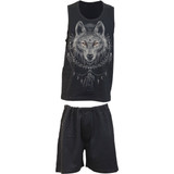 Spiral 'Wolf Chi' (Black) 4 Piece Gothic Pyjama Set