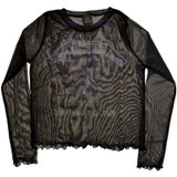 Metallica 'Ride The Lightning' (Black) Womens Fitted Long Sleeve Mesh Crop Top