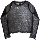 Billie Eilish 'HMHAS Tracklist' (Black) Womens Fitted Long Sleeve Mesh Crop Top