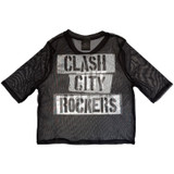 The Clash 'City Rockers' (Black) Womens Fitted Mesh Crop Top