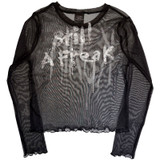 Korn 'Still A Freak' (Black) Womens Fitted Long Sleeve Mesh Crop Top