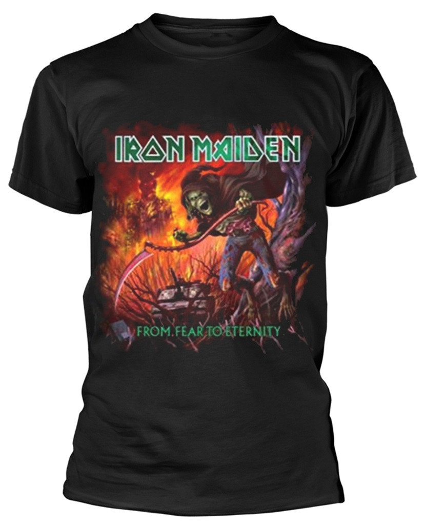 Felpa Con Cappuccio Iron Maiden 'Fear Live Flames' - Uomo, Nero, Regular Fit, Merchandising Ufficiale