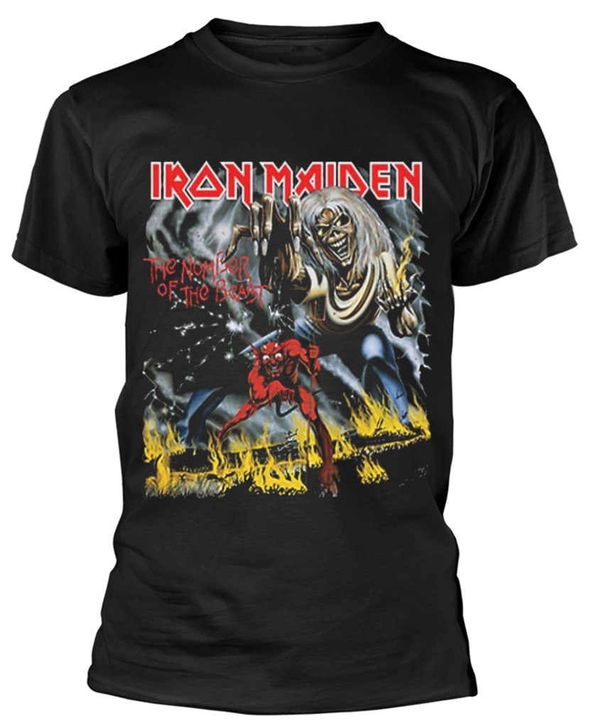 T-Shirt Iron Maiden Number Of The Beast Gris Tone - Officiel Rock Off