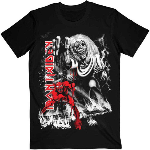 Iron Maiden 'Number Of The Beast Jumbo Print' (Black) T-Shirt Front