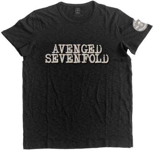 Avenged Sevenfold 'Logo And Deathbat' Applique Slub T-Shirt