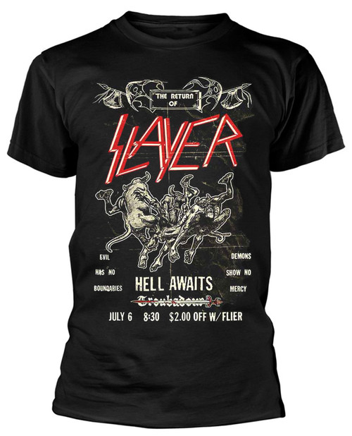 Slayer 'Hell Awaits Vintage Flyer' (Black) T-Shirt