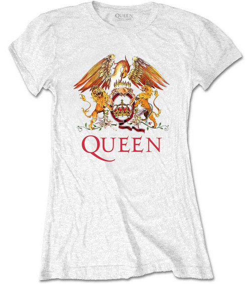 Queen 'Classic Crest' (White) Womens Fitted T-Shirt