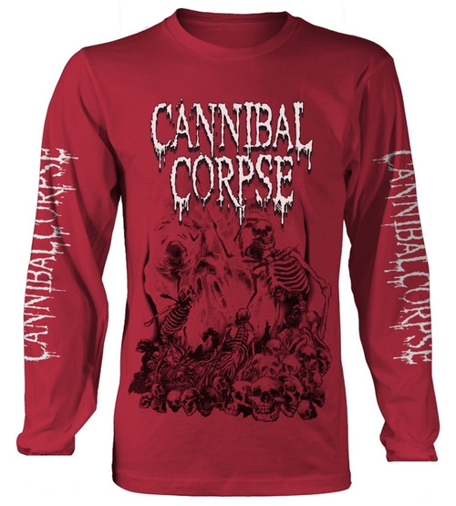 Cannibal Corpse 'Pile Of Skulls 2018' (Red) Long Sleeve Shirt