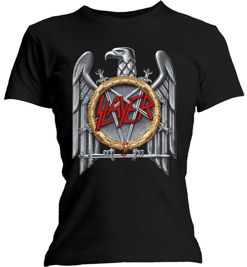 Slayer 'Silver Eagle' (Black) Womens Fitted T-Shirt