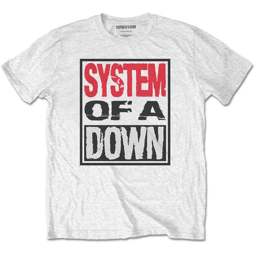 System Of A Down 'Triple Stack Box' (White) T-Shirt