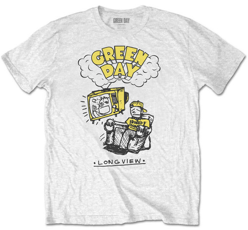 Green Day 'Longview Doodle' (White) T-Shirt