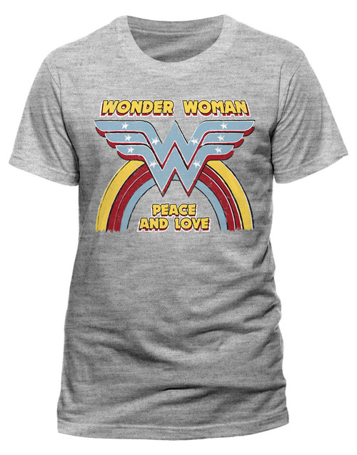 Wonder Woman 'Rainbow Vintage' (Grey) T-Shirt