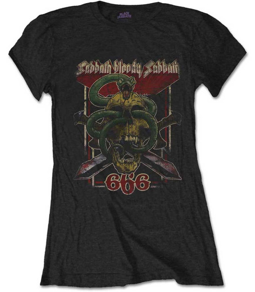 Black Sabbath 'Bloody Sabbath 666' (Black) Womens Fitted T-Shirt