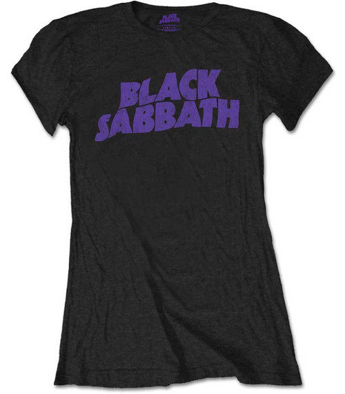 Black Sabbath 'Wavy Logo Vintage' (Packaged Black) Womens Fitted T-Shirt