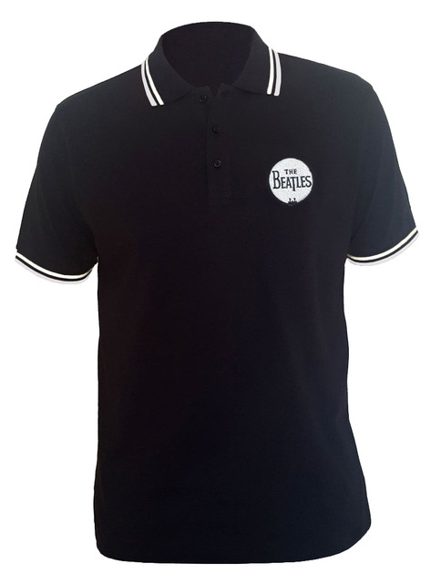 The Beatles 'Drum Logo' (Black) Polo Shirt