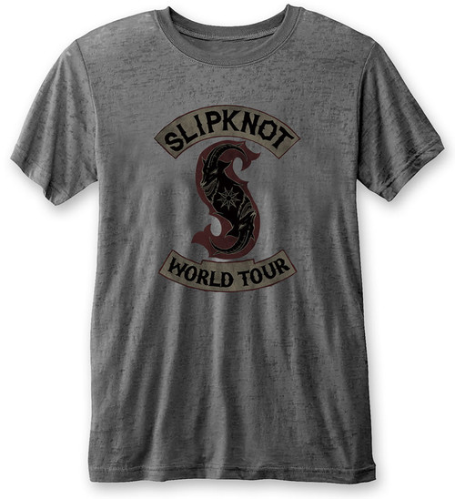 Slipknot 'World Tour' (Grey) Burnout T-Shirt