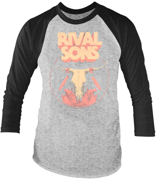 Rival Sons 'Horns' (Grey Black) 3/4 Length Sleeve Raglan Shirt