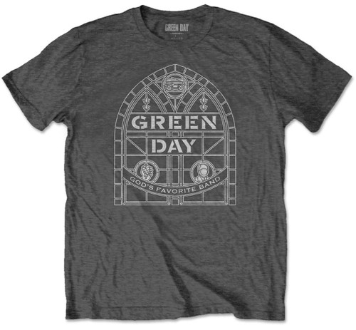 Green Day 'Stained Glass Arch' (Grey) T-Shirt