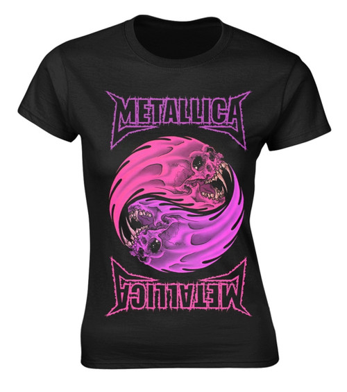 Metallica 'Yin Yang Purple' (Black) Womens Fitted T-Shirt