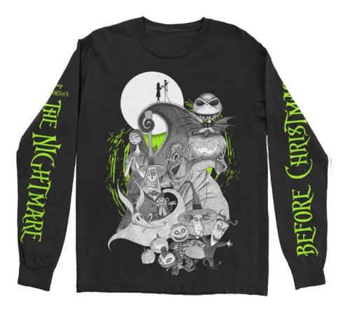 The Nightmare Before Christmas 'All Characters Green' (Black) Long Sleeve Shirt