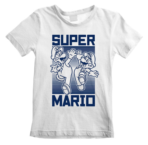 Nintendo Super Mario 'High Five' (White) Kids T-Shirt