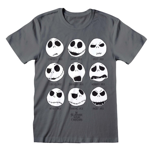 The Nightmare Before Christmas 'Many Faces Of Jack' (Grey) T-Shirt