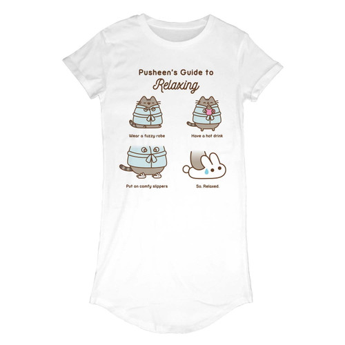 Pusheen 'Guide To Relaxing' (White) Womens T-Shirt Dress