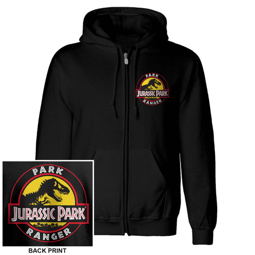 Jurassic Park 'Park Ranger' (Black) Zip Up Hoodie