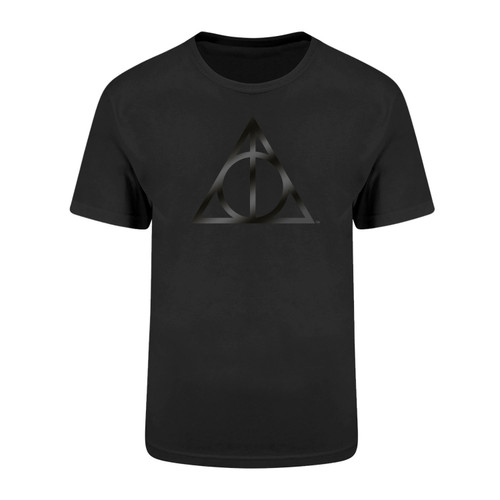 Harry Potter 'Deathly Hallows Black On Black' (Black) T-Shirt